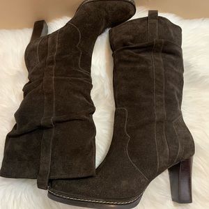 Franco Sarto EMA Brown Suede Mid Calf Boots 9.5